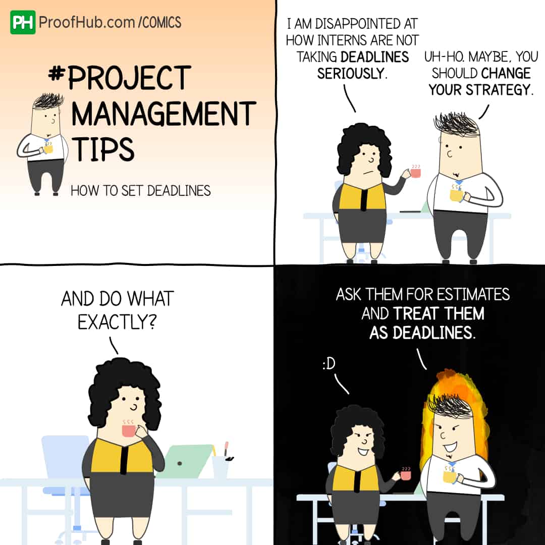 Project Manager Tips And How To Set Deadlines Comic Strip With Nick And Nancy