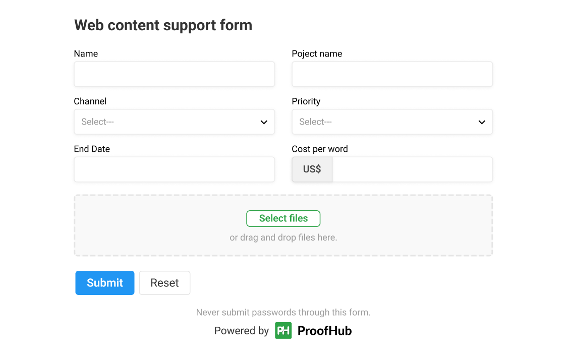 Request Form ProofHub