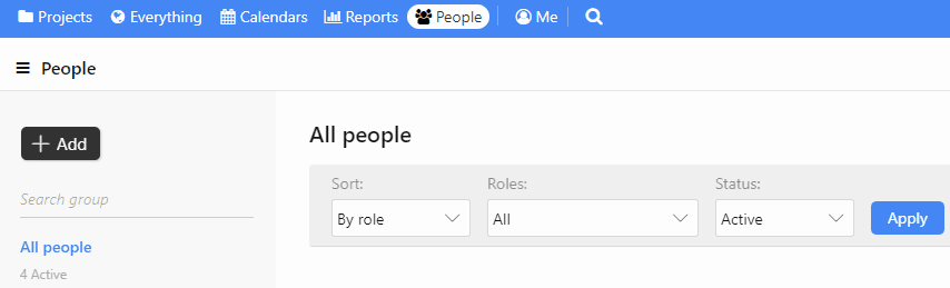 Filters in ‘All People’ section