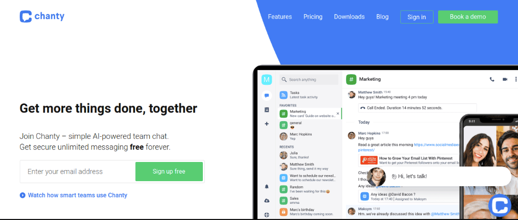 Chanty a simple online communication and collaboration software 