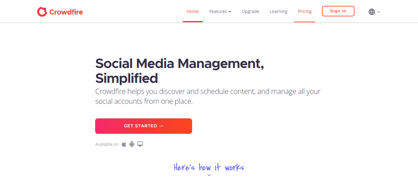 Crowdfire social media management marketing tool