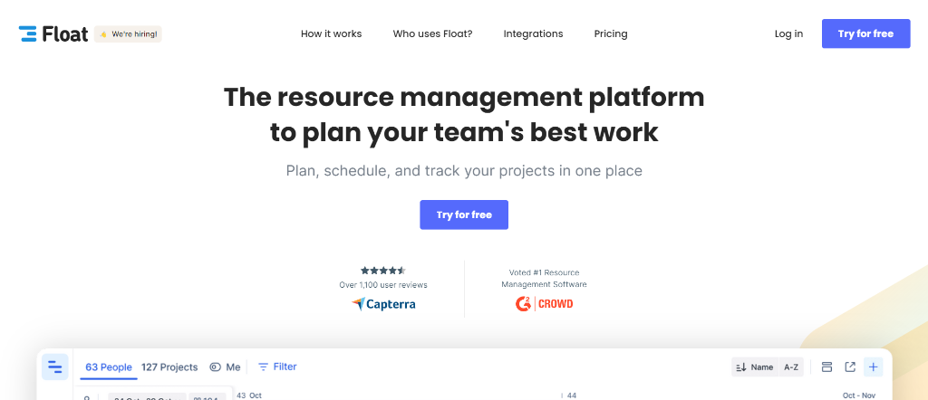 Float - Resource Management, Planning & Scheduling Software