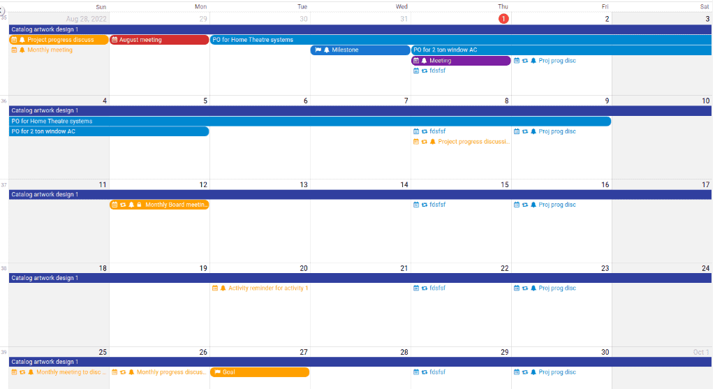 Calendar view in ProofHub